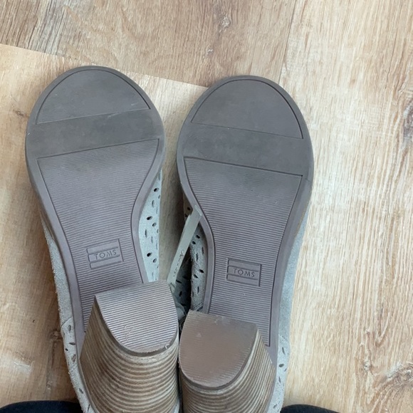 TOMS Majorca Peep Toe Suede Sand Tan Ankle Boots Booties 11 - Picture 8 of 8